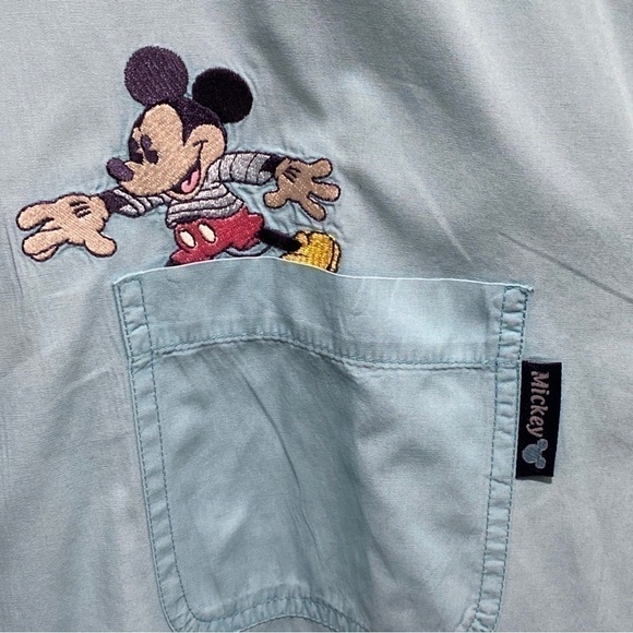 DISNEY Mickey Unlimited Vintage Blue Button Down Embroidered Shirt 22W/24W - Picture 3 of 7